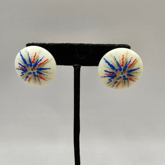 Avon 1988 Fireworks Earrings Pierced Spiffy White… - image 3