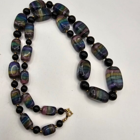 80's Resin Multicolor Bead Necklace & Earring Set… - image 5