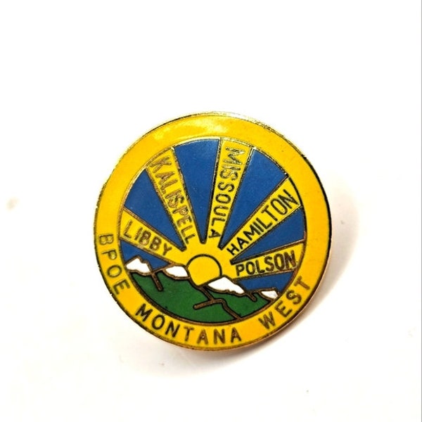 80's BPOE Montana West Lapel Pin Elks Lodge Souvenir Enamel Benevolent and Protective Order of Elks Lodges of the State of Montana Pinback