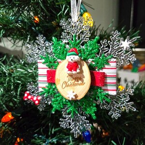 NWT Festive White Dog Ornament Merry Christmas Dog Lover Pets Puppy Sparkle Christmas Holiday Decor OOAK Handmade