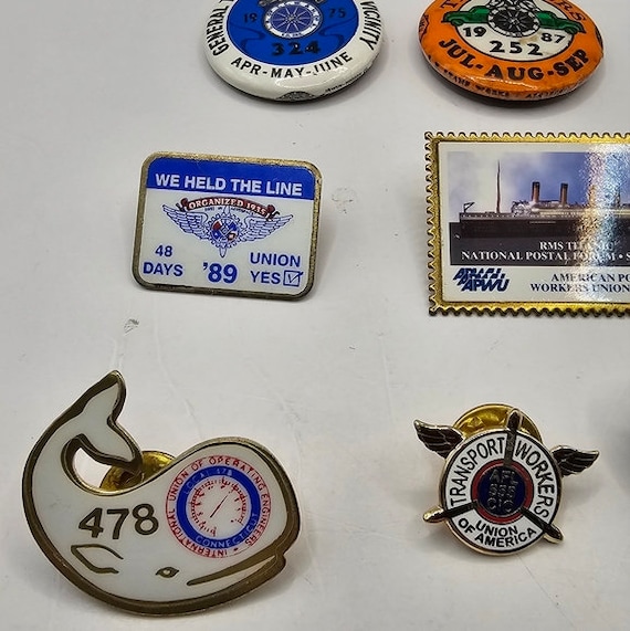 Lot of 28 Union Teamster IBEW Lapel Pins Shop Stewards Buttons