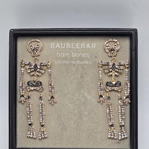 Modern NWT Baublebar Bare Bones Earrings Pierced Gold Tone Rhinestone Statement Fashion Costume Jewelry Collectable Estate