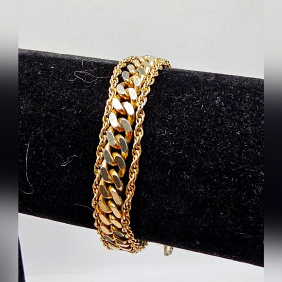 Vintage Gold Goldette Crescent Slide Charm Bracelet – 24