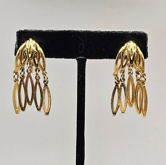 Designer 60's Coro Signed Earrings Clip-On Gold T… - image 2