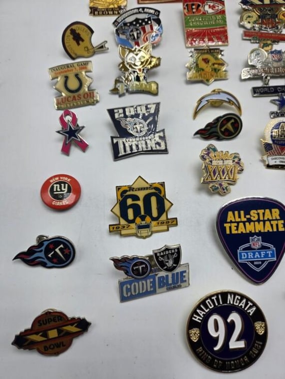 Lot of 62 NFL Football Lapel Pins Super Bowl Seahawks Titans