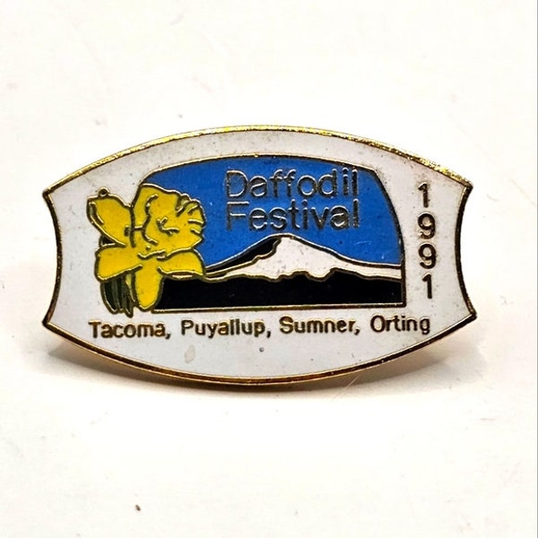 1991 Daffodil Festival Lapel Pins Puyallup Tacoma Orting Sumner Washington Souvenir Pinbacks Costume Fashion Jewelry Collectable Vintage
