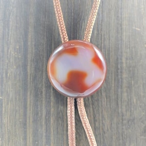 Round Western Agate Stone Bolo Lariat Tie Slide Men&#39;s Accessories Metal Gold Tone Costume Fashion Jewelry Collectable Vitnage Estate