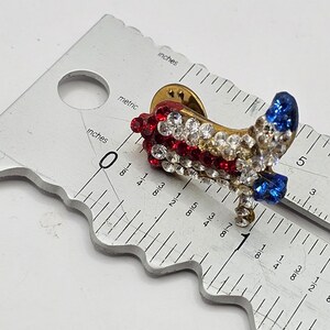 80's Rhinestone Cowboy Boot Lapel Pin Rodeo Cowgirl USA Metal Pinback ...