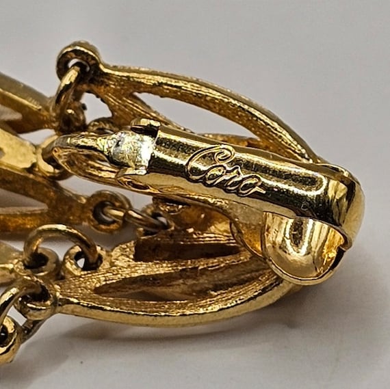 Designer 60's Coro Signed Earrings Clip-On Gold T… - image 5