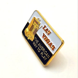 Las Vegas Lapel Pin Slots Gambling The American Way to Play Souvenir Pinback Statement Costume Fashion Jewelry Collectable
