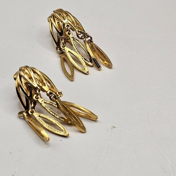 Designer 60's Coro Signed Earrings Clip-On Gold T… - image 6