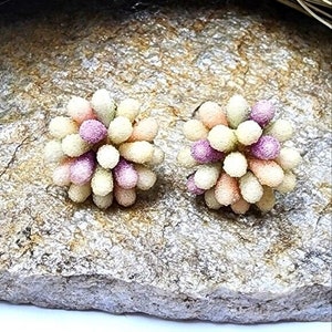50&#39;s West Germany Sugar Coated Earrings Clip-On Screw Back Stud Multi-Color Statement Fashion Costume Collectable Vintage Estate Jewelry