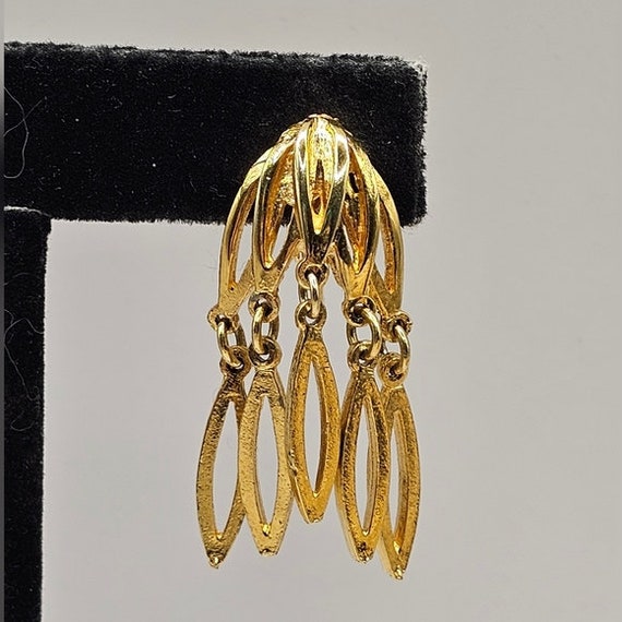 Designer 60's Coro Signed Earrings Clip-On Gold T… - image 3