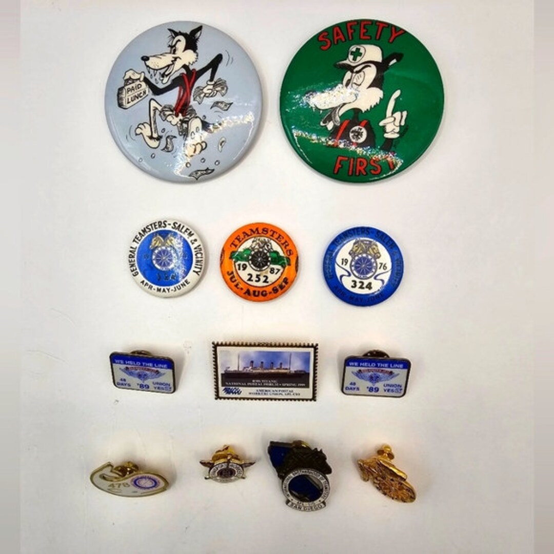 Lot of 12 Union Teamster Lapel Pins Buttons Souvenir Pinbacks ...