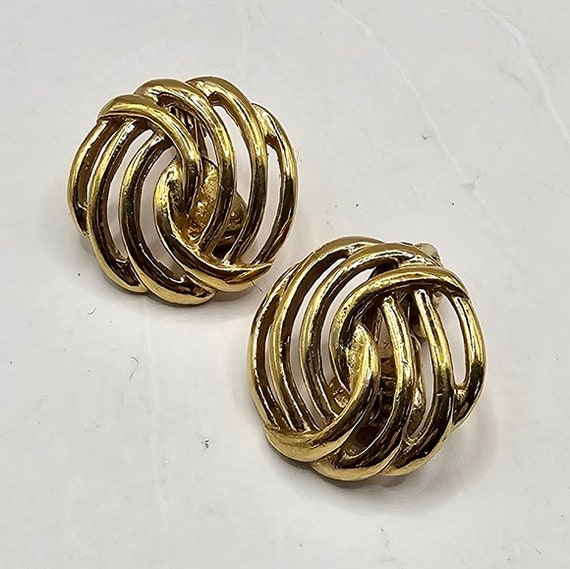 Designer Lot of 2 Pairs 90's Monet Signed Gold To… - image 9