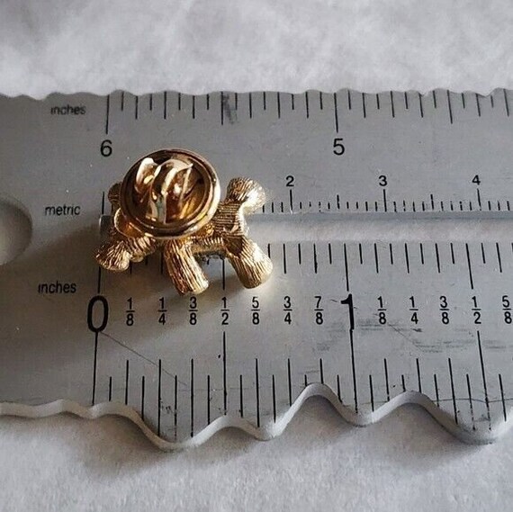 90's Rhinestone Teddy Bear Lapel Pin Gold Tone Br… - image 4