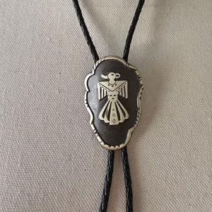 Western Thunderbird Bolo Lariat Nickel Silver Tie Men&#39;s Accessories Metal Costume Fashion Jewelry Collectable Vintage Estate