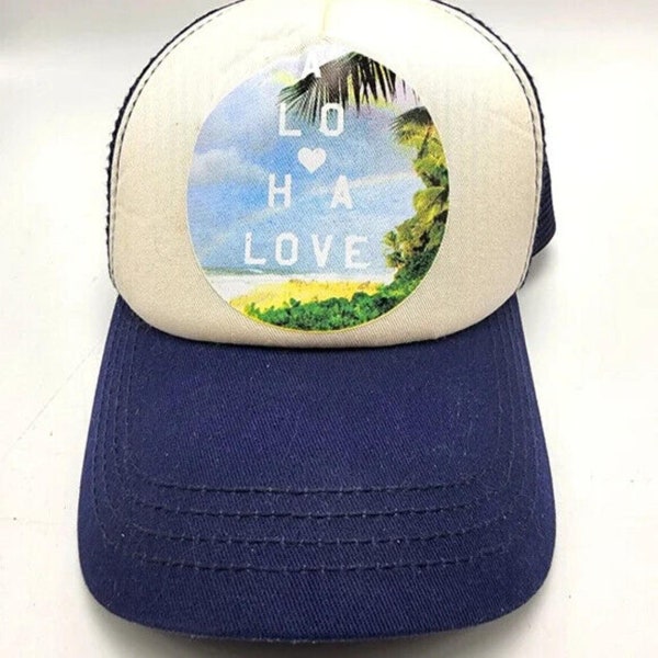 00's Billabong Aloha Love Trucker Hat Snapback Hat Women's Navy OSFA Costume Fashion Accessories Collectable Estate Clothing