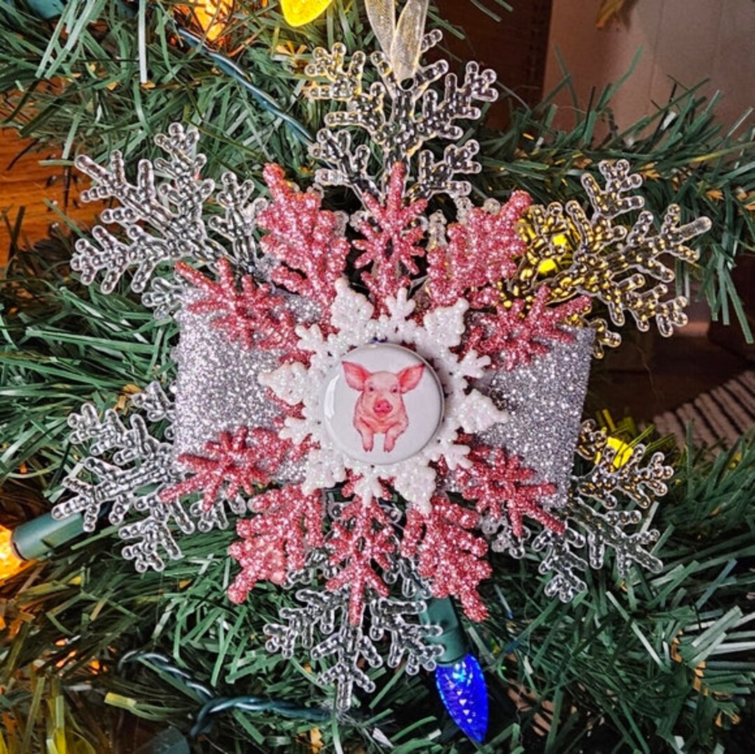 ピンクの豚のオーナメント 豚の農場 田舎の農場生活 クリスマス