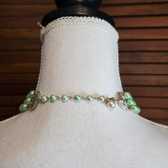 60's Japan Signed Necklace Triple Strand Necklace… - image 4
