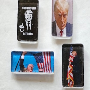 Set of 4 Trump 2024 Magnets Survival Series Felon Fight MAGA FJB Donald Trump For President Campaign Make America Great Again OOAK Handmade