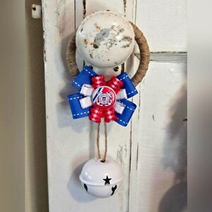 US Coast Guard Hanger Door Knob Hanger US Military United States Ribbon Door Decor Bells Door Decor Rustic Country OOAK