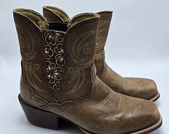 Justin Gypsy Collection L9513 Cowboy Boots Leather Booties Square Toe Ankle