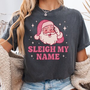 Coquette Christmas Shirt, Funny Santa Shirt, Pink Santa Shirt, Funny Christmas Shirt, Pink Christmas Shirt, Women&#39;s Christmas Shirt