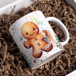 Gingerbread Christmas Mug Wrap Hot Cocoa Gingerbread Man Mug Christmas Gift Hot Chocolate Mug Xmas Mug wrap Holiday Mug Wrap Gingerbread