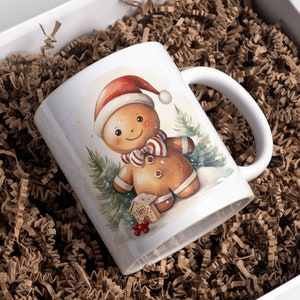 Gingerbread Christmas Mug Wrap Hot Cocoa Gingerbread Man Mug Christmas Gift Hot Chocolate Mug Xmas Mug wrap Holiday Mug Wrap GingerBread