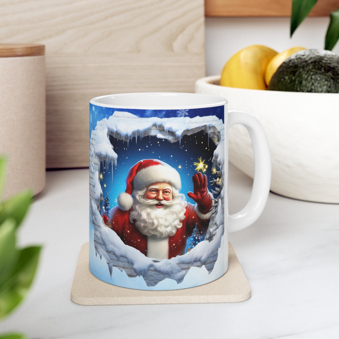 3D Santa Mug Wrap | Mug Press Designs | Christmas Sublimation Design ...