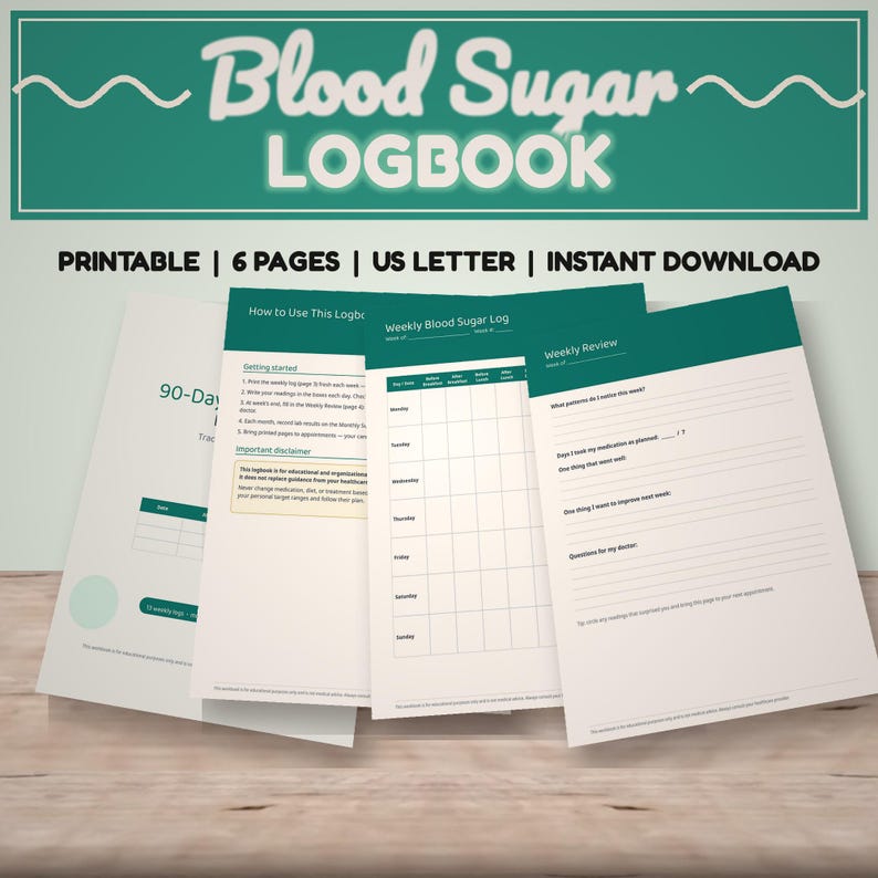 90-day Blood Sugar Logbook Printable | Diabetes Weekly Tracker ...