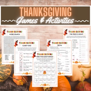 Thanksgiving Game Bundle | Fall Trivia Games | Thanksgiving Activity | Thanksgiving Crafts | Printable Thanksgiving Games | Fall Activities