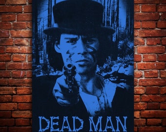 Dead Man 1995 – Blue Black Silk Screen Print, Jim Jarmusch, Cult Classic Movie, Canvas, Metal, Wood, Fine Art Wall Print, Ready to Hang