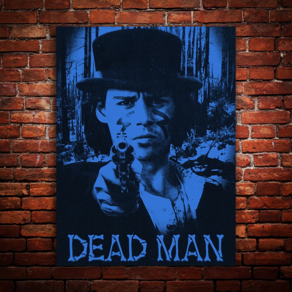 Dead Man 1995 – Blue Black Silk Screen Print, Jim Jarmusch, Cult Classic Movie, Canvas, Metal, Wood, Fine Art Wall Print, Ready to Hang