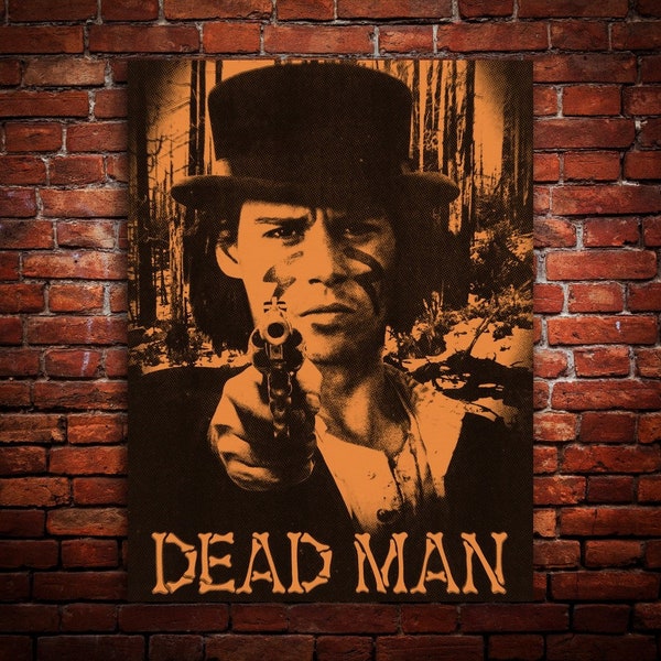 Dead Man 1995 – Orange Black Silk Screen Print, Jim Jarmusch, Cult Movie, Custom, Canvas, Metal, Wood, Fine Art Wall Print, Ready to Hang