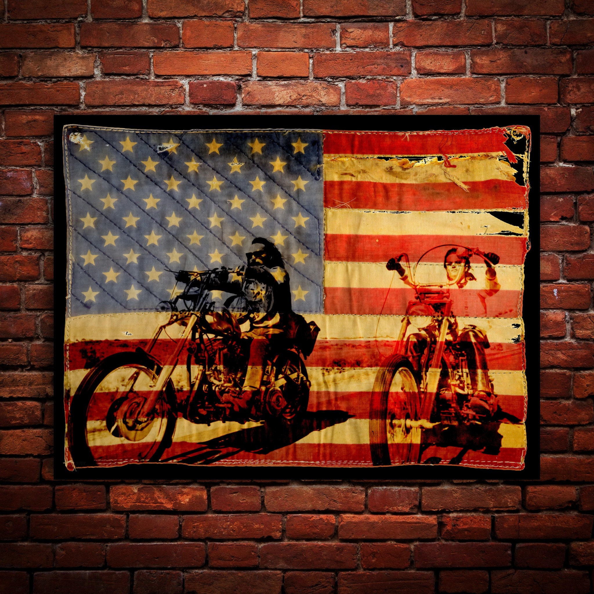 Easy Rider 1969 - Old Glory, Dennis Hopper, Cult Classic Road Movie, Custom, Premium, Canvas, Metal, Wood, Fine Art Print, Ready to Hang