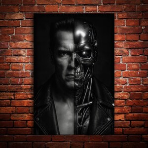 The Terminator - T800, Classic Science Fiction Movie, Painted, Premium Canvas, Metal, Wood, Fine Art Wall Print, Ready to Hang