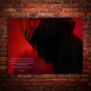 Tears in Rain - Tears in Red, Blade Runner 1982, Roy Batty, Painted, Premium, Canvas, Metal, Wood, Fine Art Wall Print, Ready to Hang