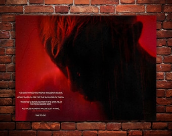 Tears in Rain - Tears in Red, Blade Runner 1982, Roy Batty, Painted, Premium, Canvas, Metal, Wood, Fine Art Wall Print, Ready to Hang