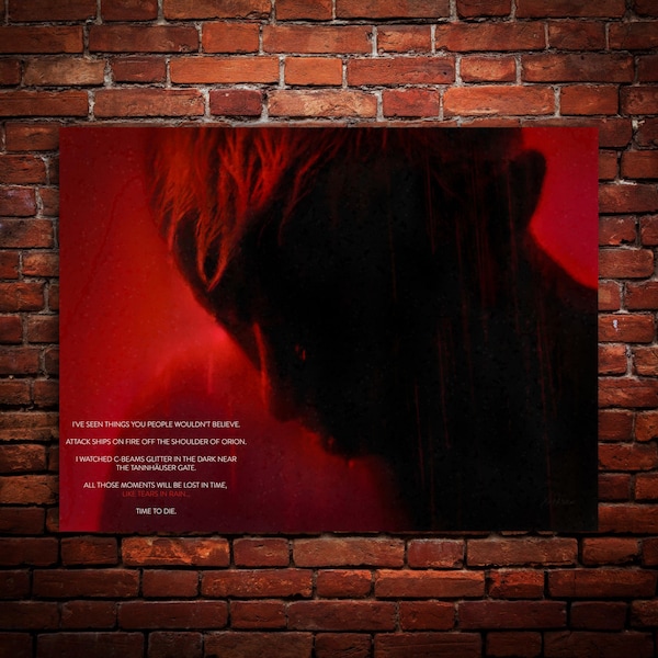 Tears in Rain - Tears in Red, Blade Runner 1982, Roy Batty, Ridley Scott, Canvas, Metal, Wood, Fine Art Wall Print, Ready to Hang