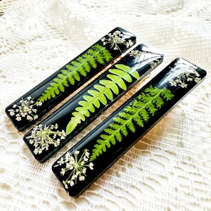 Floral Hair Clip: Fern & Queen Anne&#39;s Lace Resin Alligator Clip