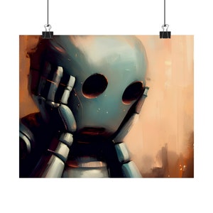 Overwhelmed Robot Matte Horizontal Posters