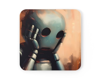 Overweldigde Robot Cork Back Coaster