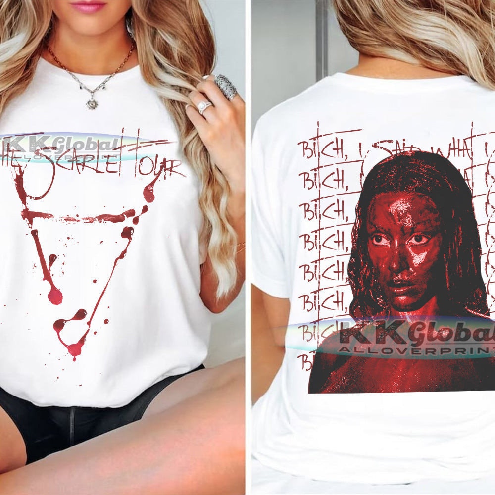 Discover ドージャ キャット メンズ レディース 両面Tシャツ オリジナル プリント Doja Cat The Scarlet Tour 2023 Vintage Rap Hip-hop