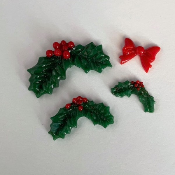 Fused glass holly leaves with berries, coe 90