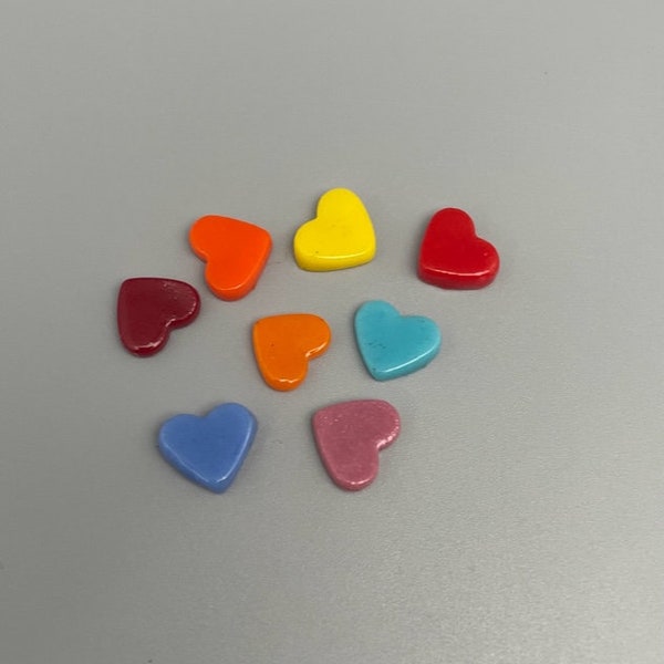 Fused glass hearts, set of 8, coe 90