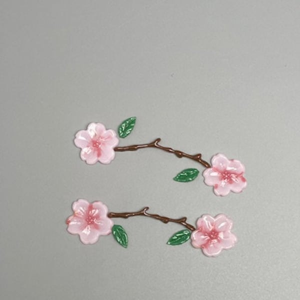 Fused glass cherry blossoms with leaves and branches, coe 90