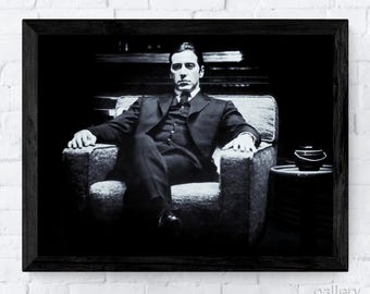 The Godfather 1972, Michael Corleone, Al Pacino, Movie Legend, Premium Fine Art Prints, Canvas, Metal, or Framed, Ready to Hang