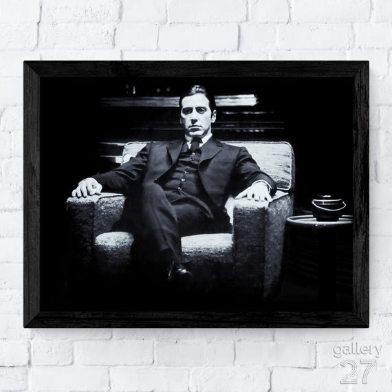 The Godfather 1972, Michael Corleone, Al Pacino, Movie Legend, Iconic Actor, Canvas, Metal, Framed, Ready to Hang, Premium Fine Art Print